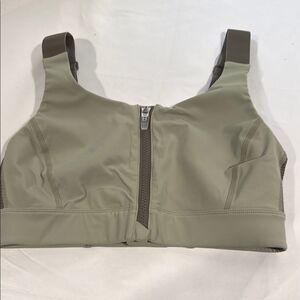 Outdoor Voices Powerhouse Green Sports Bra with Wide Straps and Zipper S/M-Cup